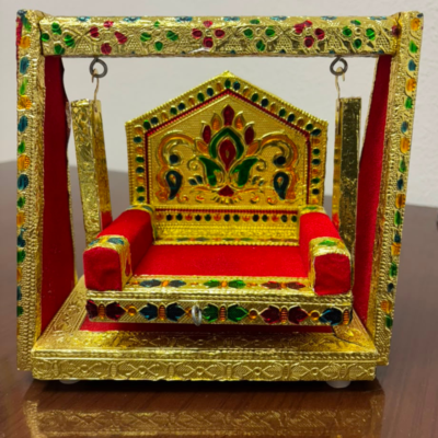 Wooden Swing Laddu Gopal Jhula with Meenakari Design Size 0