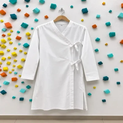 white cotton angrakha kurta front.webp